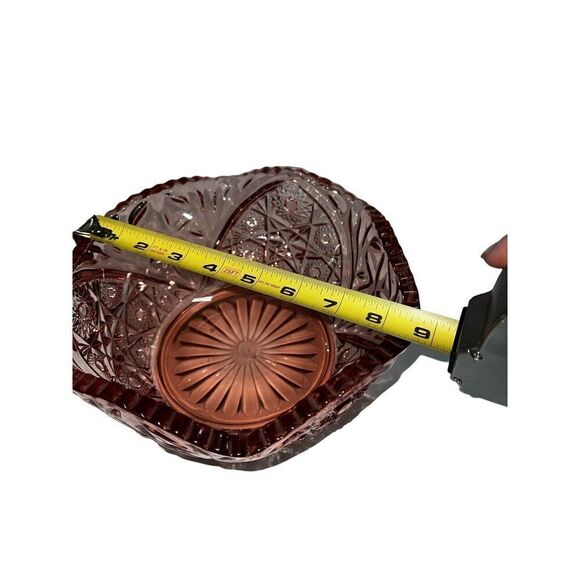 Vintage L.E. Smith Quintec Sawtooth Pink Glass Bowl - Picture 7 of 7